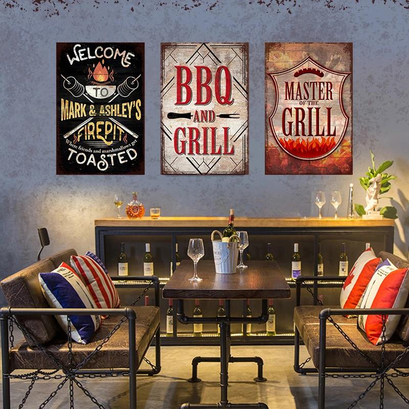 Retro DAD'S BBQ Metal Tin Signs, Decorative Plaque, Wall Decor for Barbecue, Bar, Pub, Kitchen, Party Zone, Vintage Metal Plate