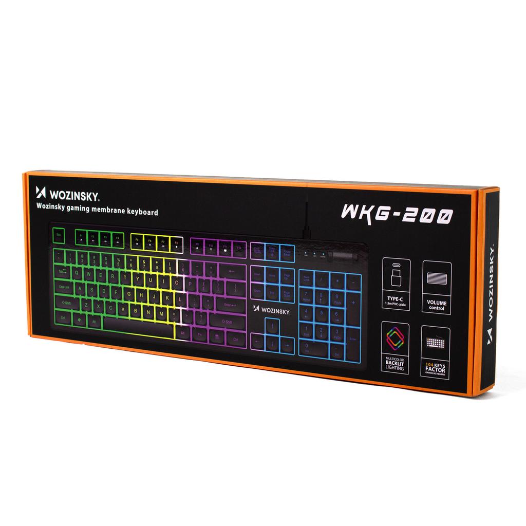 Klawiatura membranowa podświetlana z rolką gamingową RGB - czarna