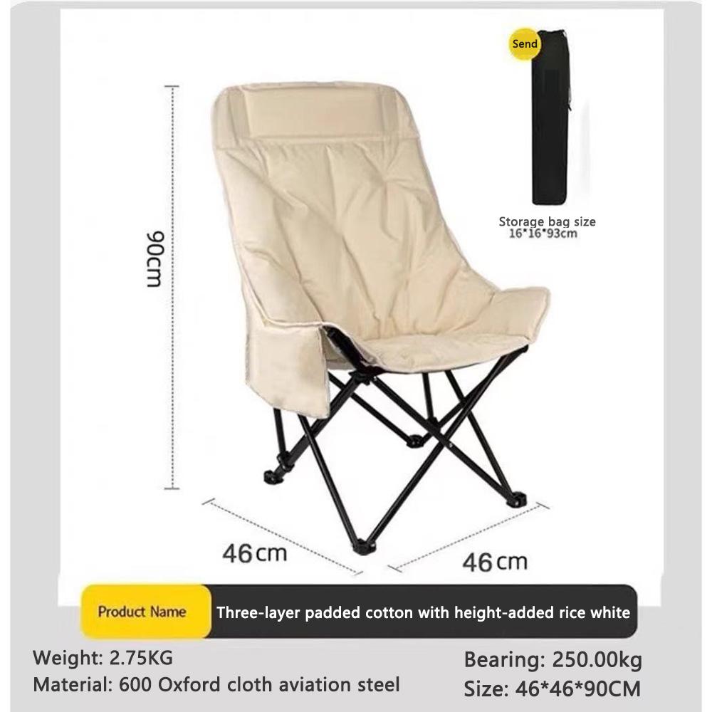 Padded Comfy Folding Camping Chair High-Back Adjustable Moon Chair Supports 550lbs for Camping & Outdoor Sketching, Hiking