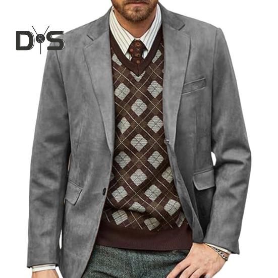 

Повседневный пиджак с лацканами, длинный рукав, две пуговицы, классический крой, пиджак с карманами с клапанами, короткая плюшевая деловая верхняя одежда M светло-серый