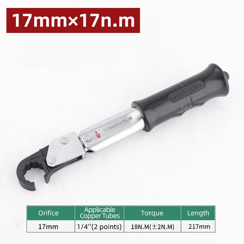 

Open End Wrench Copper Cap Bell Mouth Tool ST-02L Ratchet Torque Wrench Combination High-precision Air Conditioning Repair Tool 17MM