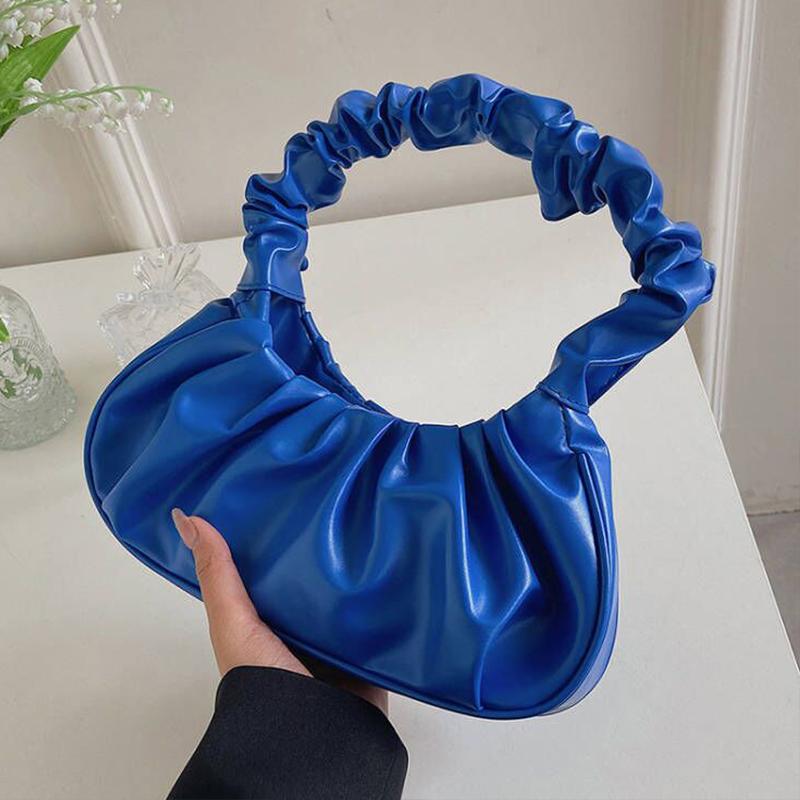 Launch Pleated Shoulder Bags for Women Leather Pu Handbag Cloud Shoulder Small Bag