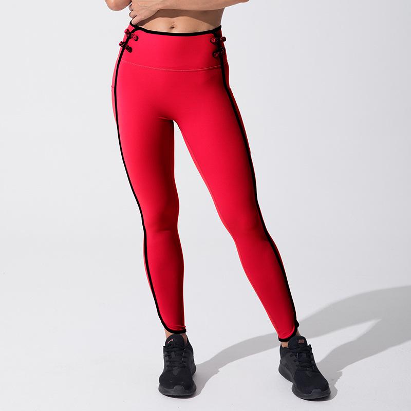 

Китайский комплект для йоги с высокой талией, с дизайном на пуговицах-лягушках и вышивкой - Женские эластичные леггинсы для ягодиц «персик» Medium