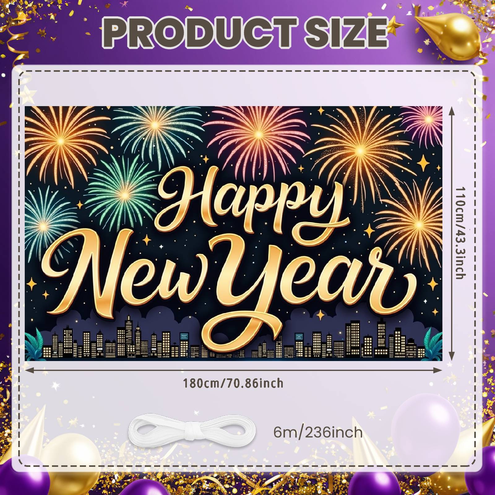 New Year Celebration Banner Colorful  Night Sky Backdrop Happy New Year Banner Effect Festive Backdrop For Event