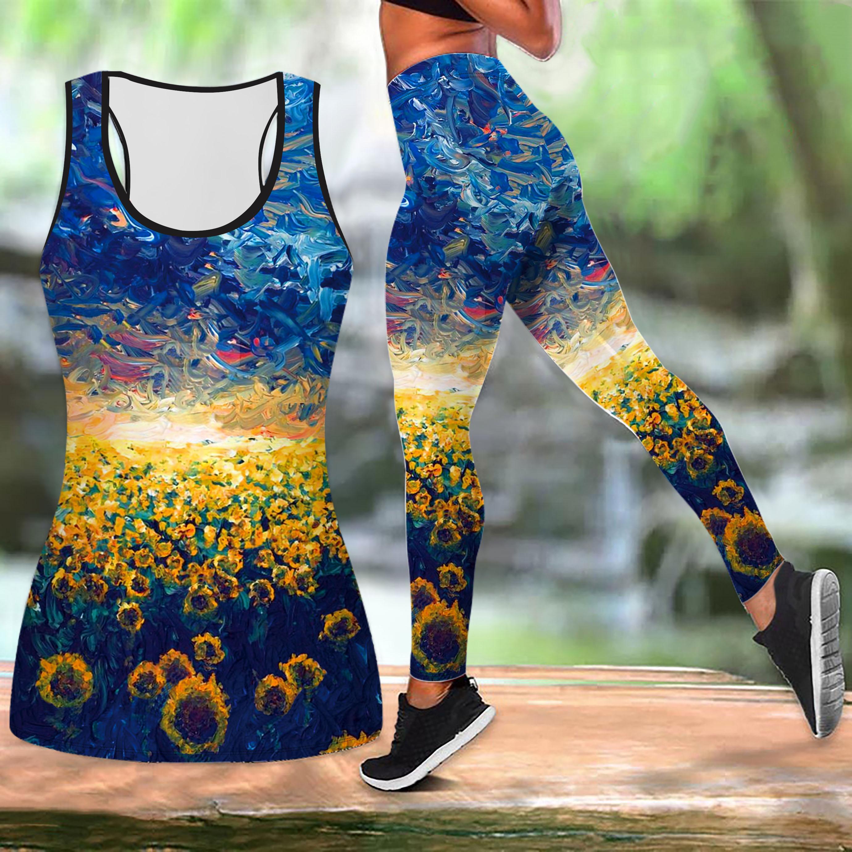 

Леопардовый принт и цветочный принт йога костюм для женщин модные леггинсы для тренировок фитнес спортивный повседневный комплект для йоги спортивный костюм L синий