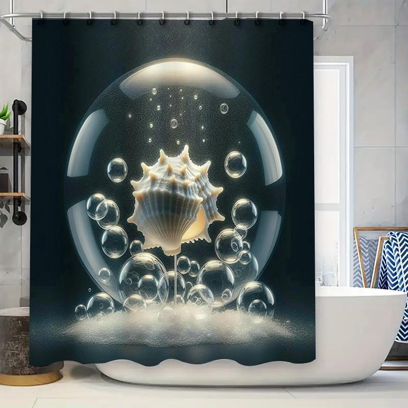 Seashell Shower Curtain Waterproof Non-Toxic Print Bath Decoration Perfect for Beach Themed Bathroom Decorations