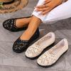Women'S Casual Stylish Breathable Slip-On Shoes - Women'S Mesh Shoes with A Fabric Design, Hollow Lace Details, Flat Shoes Women