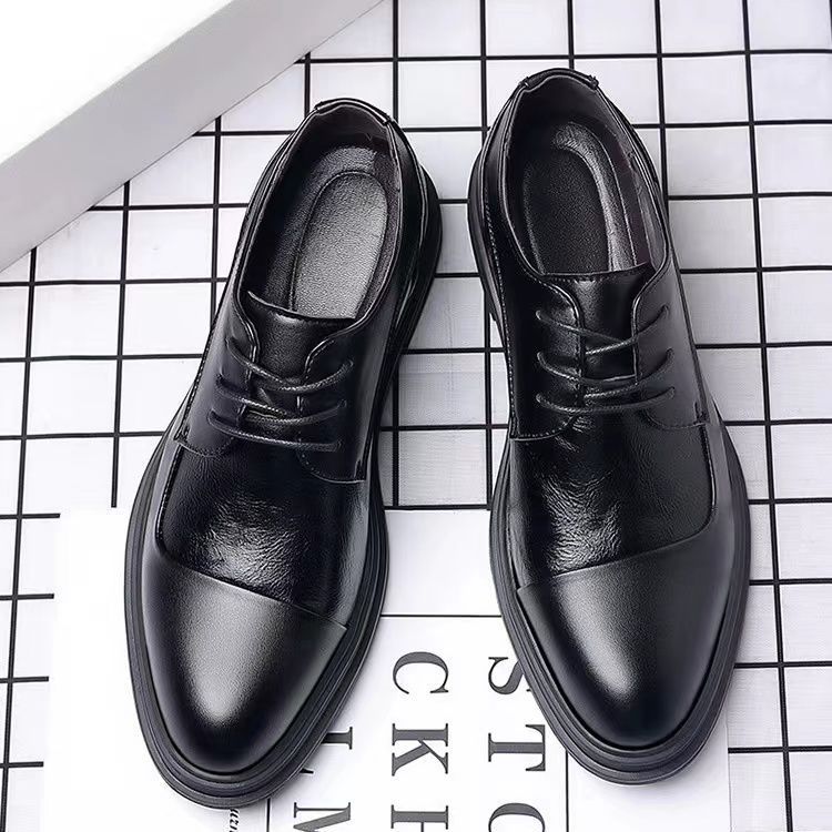 

Chunky Spring Autumn Splicing Social Shoe Male Black Pointed Toe Cowhide Office Low Price Casual Business New Men s Formal Shoes 38