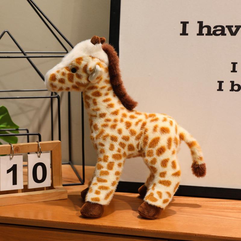 Plush Giraffe Animal Toy With Short Pile Fabric For Kids Room Decor
