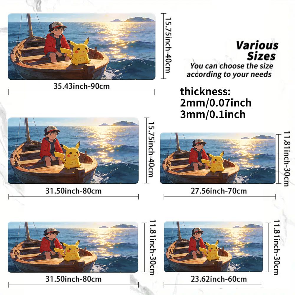 Pokemon Ash Pikachu Gyarados Great Wave Gaming Mouse Pad NonSlip Desk Mat 30x80x0.2cm