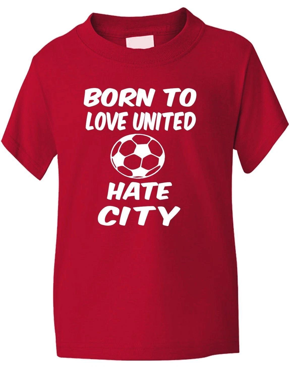 

Love Man United Hate Man City Football Fan Funny Boys Girls T-Shirt Age 1-13 L