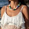 Round Women Choker Candy Color Clavicle Chain Aesthetic Beaded Necklace  Party