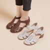 Fashion GKTINOO Genuine Leather Women Sandals Summer Shoes 5CM High Heels Retro Women Shoes 2025 Hollow Out Sandals