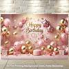 One Birthday Party Backdrop Banner - Pink Gold Glitter - Easy To Hang Wall Decoration In a Two-dimensional Format