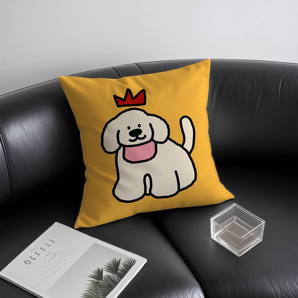Happy Dog Pillow Case Anti-dustmite Invisible Zipper Sofa Bed
