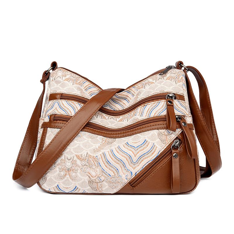 Crossbody bag retro fashion splicing simple shoulder bag