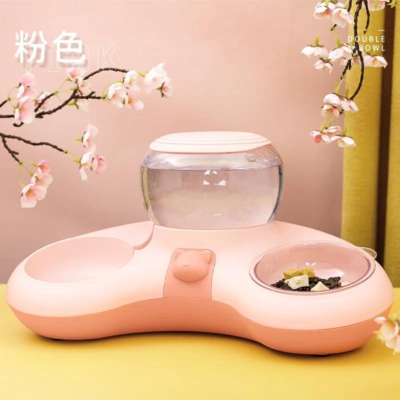 

Pet cat bowl dog Crescent Automatic Drinking water Feeding Double Anti-Tumble Basin food B