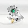 Sunflower Daisy Bee Spinner Ring For Women Adjustable Open Minimalist Personality Jewelry