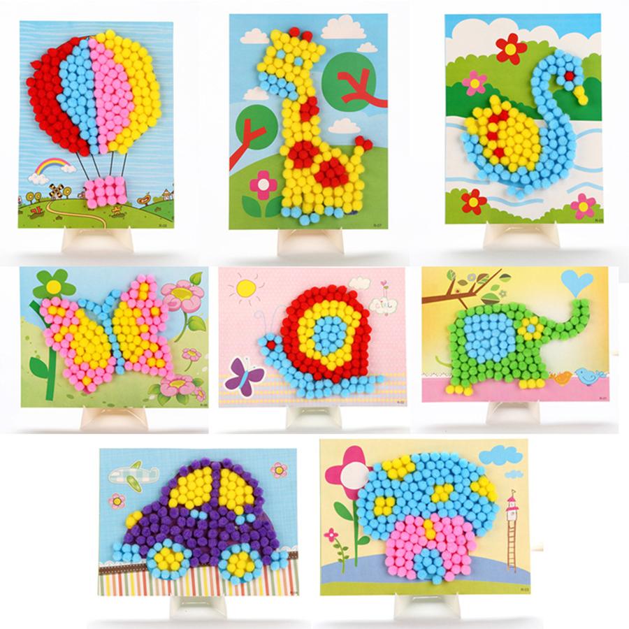 2/4pcs Plush Ball Paintings Felt DIY Handicraft Art Entertainment Supplies for Party Game Home Decor Creative Birthday Gift XJM