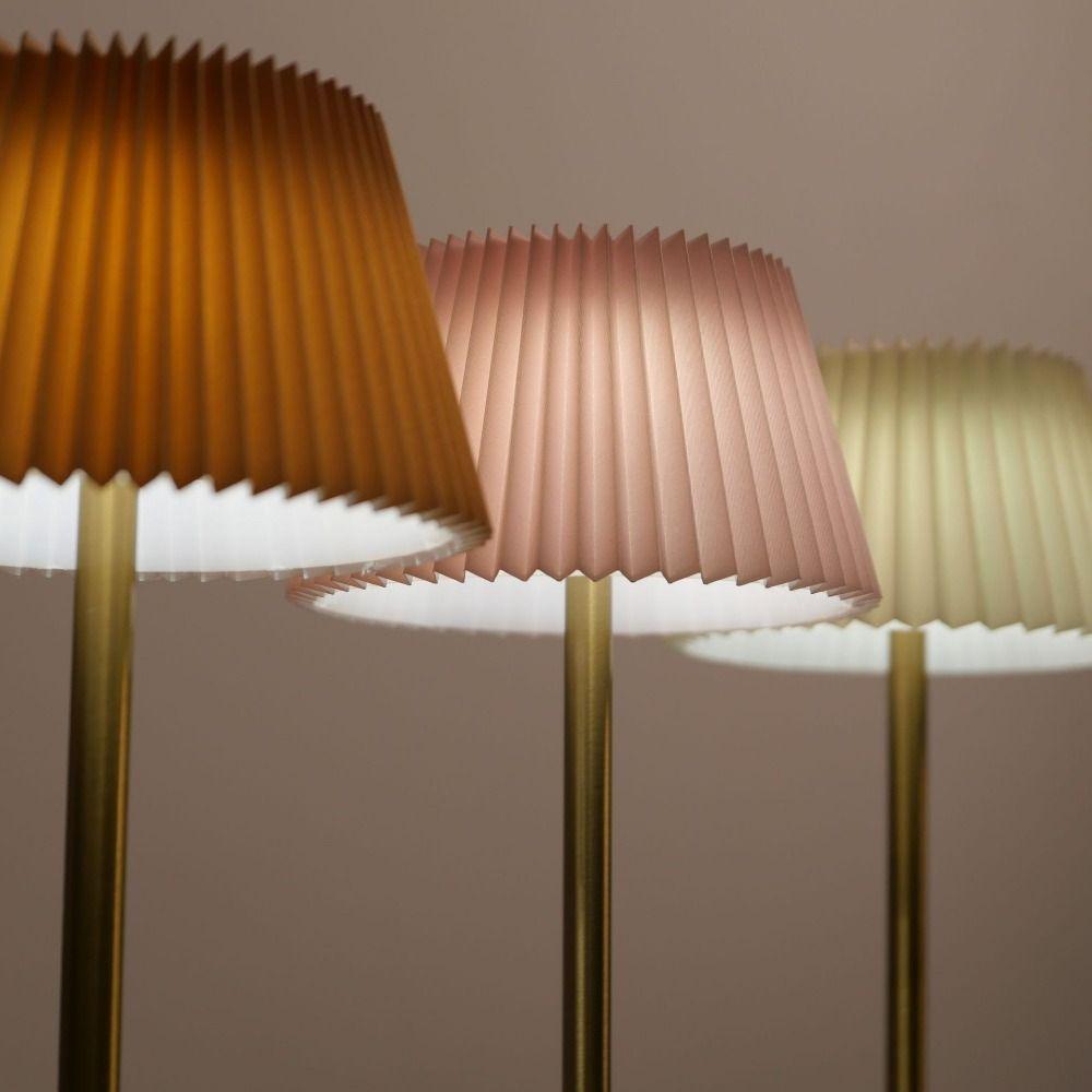 3 Color Lights Small Pleated Table Lamp Touch Control Stepless Dimmable Desk Ambient Light USB Rechargeable Fabric Shade