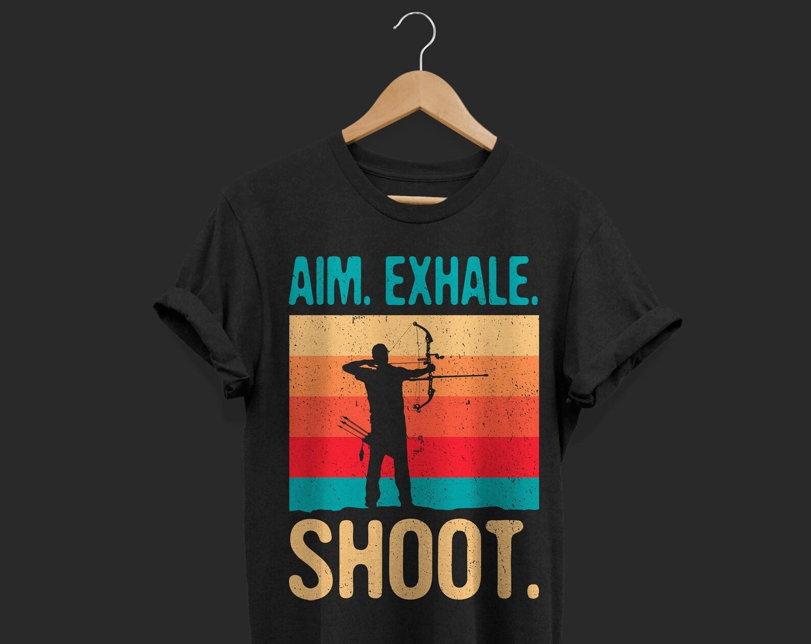 Archery Vintage Aim Exhale Shoot Archer Gift Outfit, Arrow Bow Sport Lover Present T-Shirt Dad Father s Day Bowman Shooting Competition Team 150
