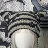 Cat Ear Striped Hat Subculture Streetwear Knitted 2000s Girls Winter Crocheted Hats Cool Photo Props Y2K GIRL