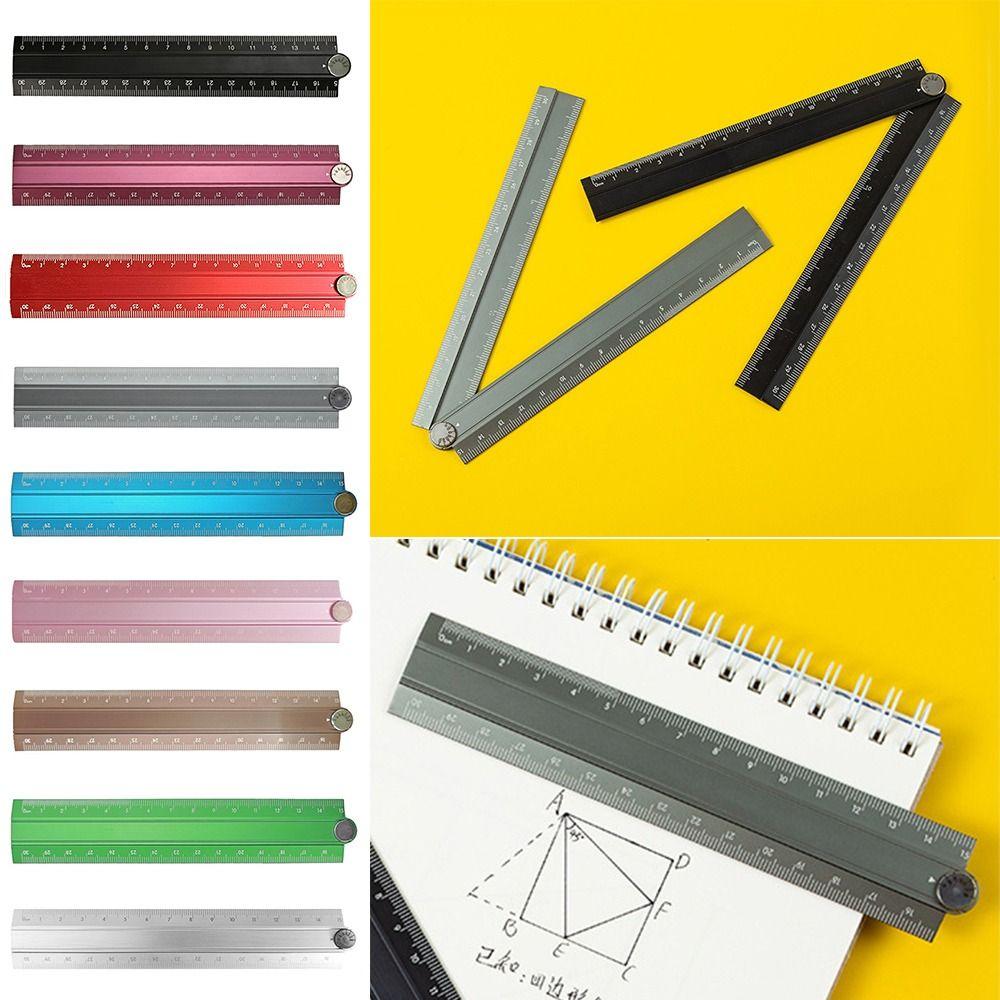 Simplified 30cm Folding Ruler Aluminum Alloy Drawing Measuirng Tool Straight Ruler Multifunctional Stationery Ruler Students