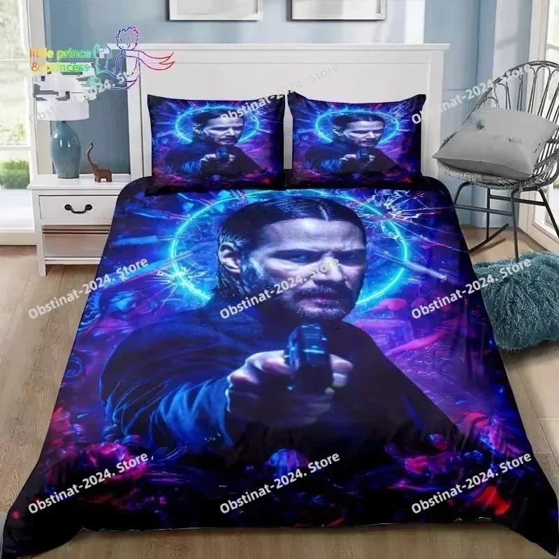 Thriller Film John Wick Bedding Set Print single Comforter Quilt Bed Cover Duvet Cover Pillow Case 3 Pieces Sets Kids Adult Size