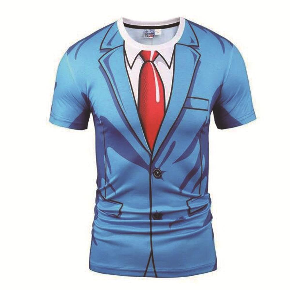New Summer Short Sleeve Streetwear Fake Suit Vest 3D T shirt Fashion Funny Fake Suit Tuxedo Bow Tie 3D Printed Men T shirts