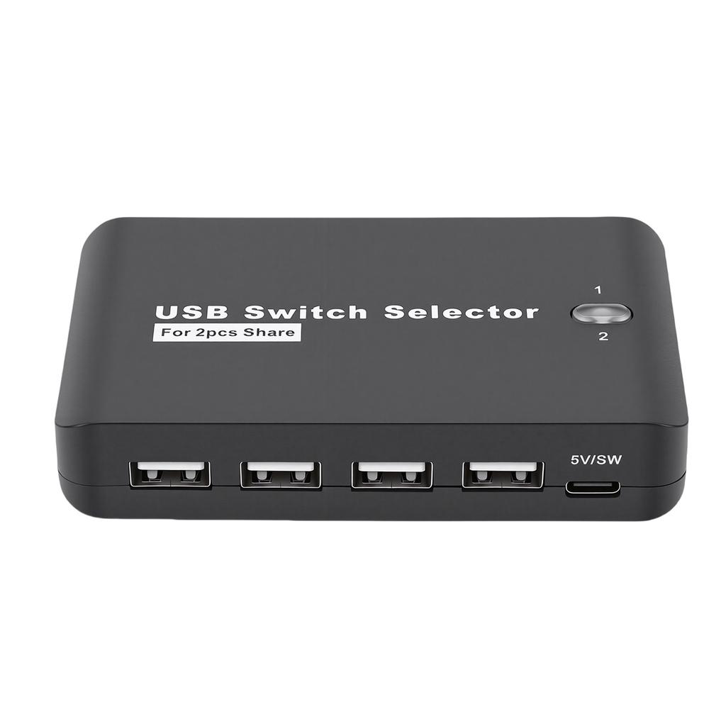 USB 2.0 Switch Selector 2 Computers Share 4 Devices Plug and Play USB Switcher Selector for Work