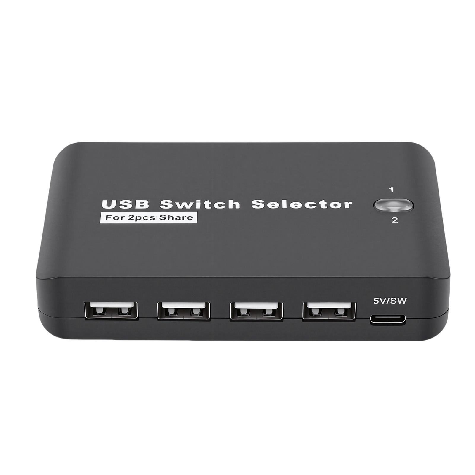 

USB 2.0 Switch Selector 2 Computers Share 4 Devices Plug and Play USB Switcher Selector for Work