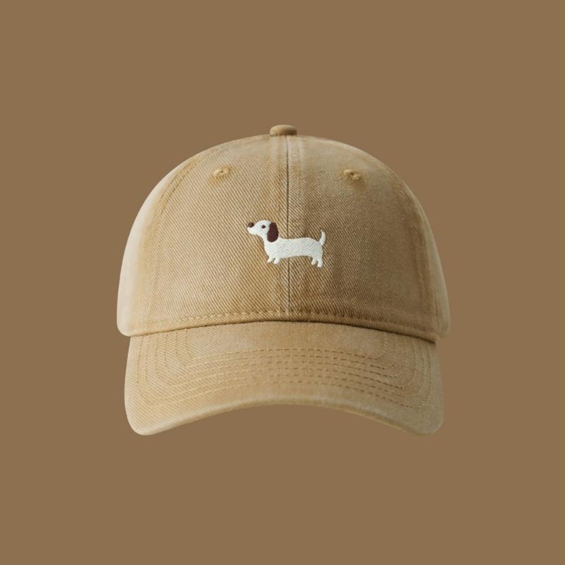 Breathable Cotton Blend Embroidered Puppy Design Adjustable Unisex Baseball Hat Multiple Colors