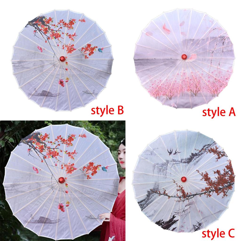 Silk Cloth Women Classical Dance Umbrella Rainproof Paper Parasol for Bridal