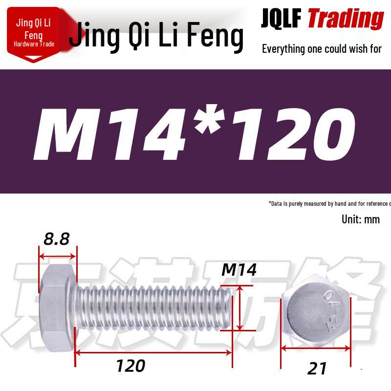201 Stainless Steel Hex Head Full Thread Bolt: Wear & Corrosion Resistant, M4-M14 for Aerospace Machinery