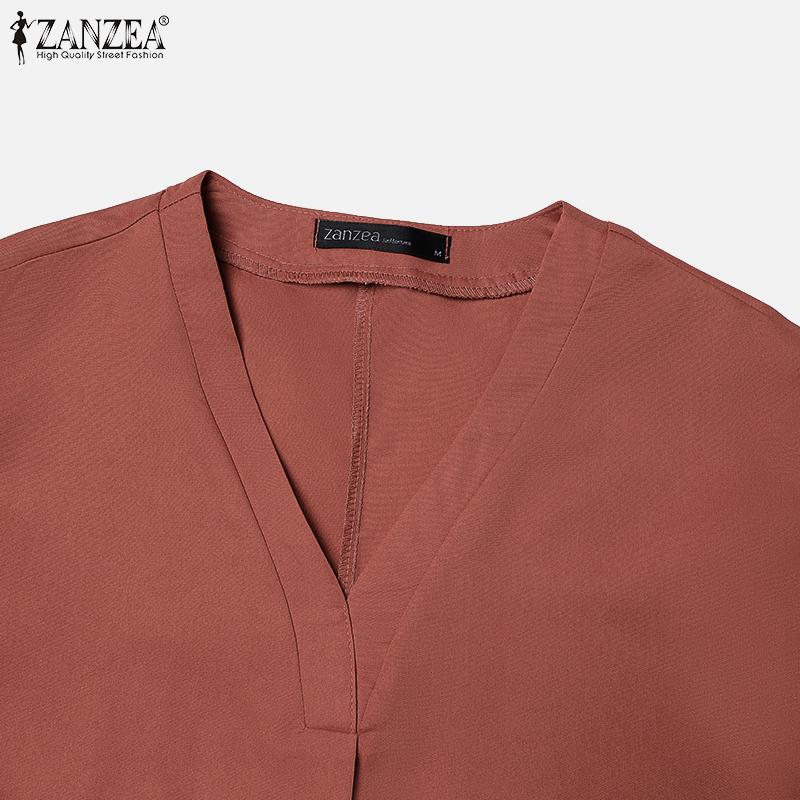 ZANZEA Women Summer V-Neck Short Sleeve Long Dress