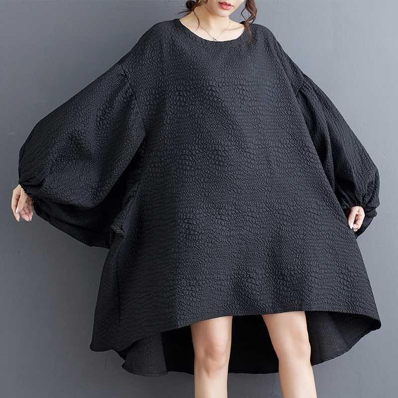 New Loose Fashion Craft Cloth Casual Temperament Lantern Sleeve Irregular Dresses