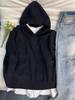 Men's Deep Gray Heavyweight Hooded Henley Pullover Knitwear - Autumn/Winter High-End Outerwear