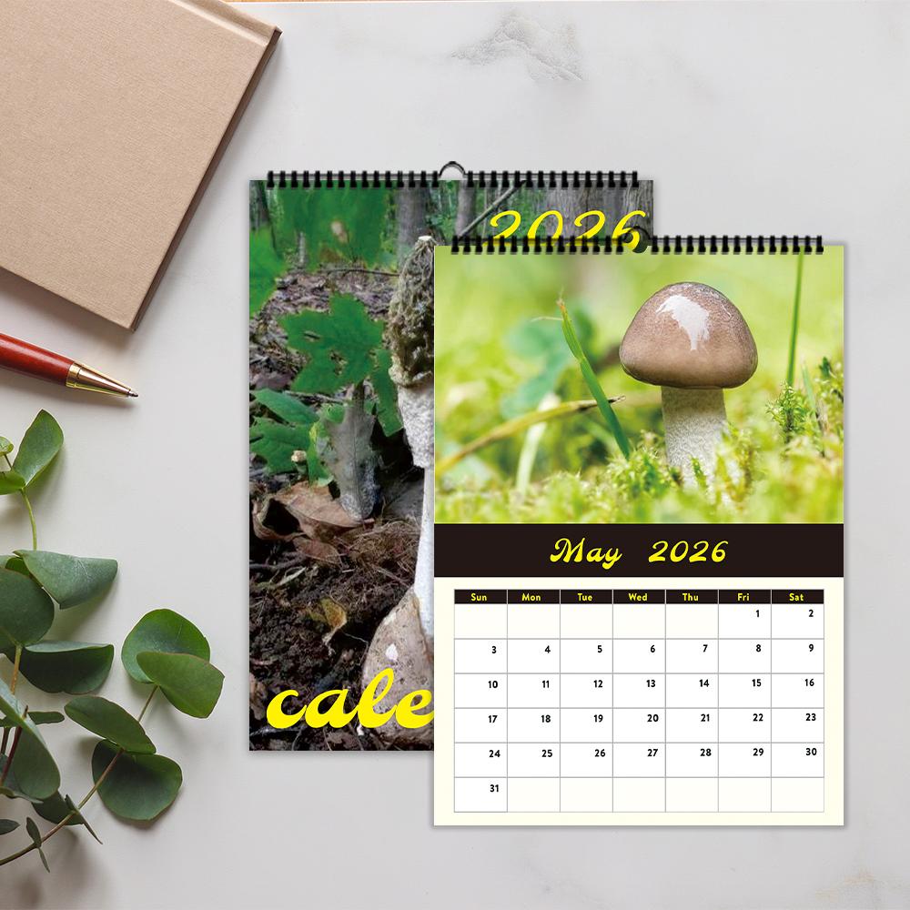 1pc 2026 Wall Calendar, World's Greatest Mushrooms, 12 Beautiful Designs, Monthly Plans, Perfect Gift for Birthdays, Christmas