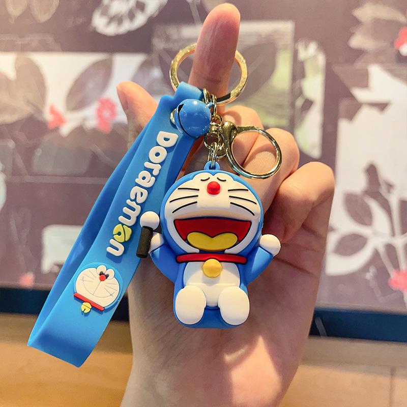 High Quality Classic anime Doraemon series keychain pendant cute cartoon silicone doll car key ring couple backpack toy pendant key chain