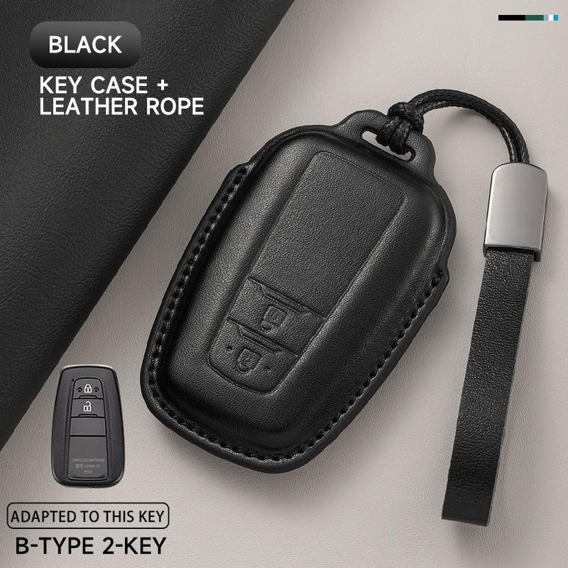 Genuine Leather Car Key Case Cover Key Bag For 7HES Crown Hilux Prius Camry Corolla CHR C-HR RAV4 Land Protect Set Accessories HGL3