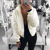 Women's Fashion Casual Hooded  Zipper Prokets Solid Long Sleeve Plush Coat