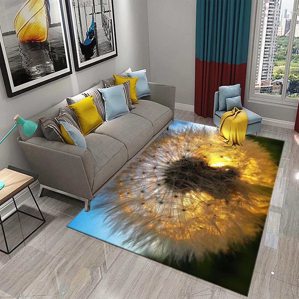 3D Löwenzahn Muster Teppich Fußmatte Rutschfest Badezimmer Schlafzimmer Wohnzimmer Teppich Fußmatte Küche Hauseingang Bodendekor Geschenke