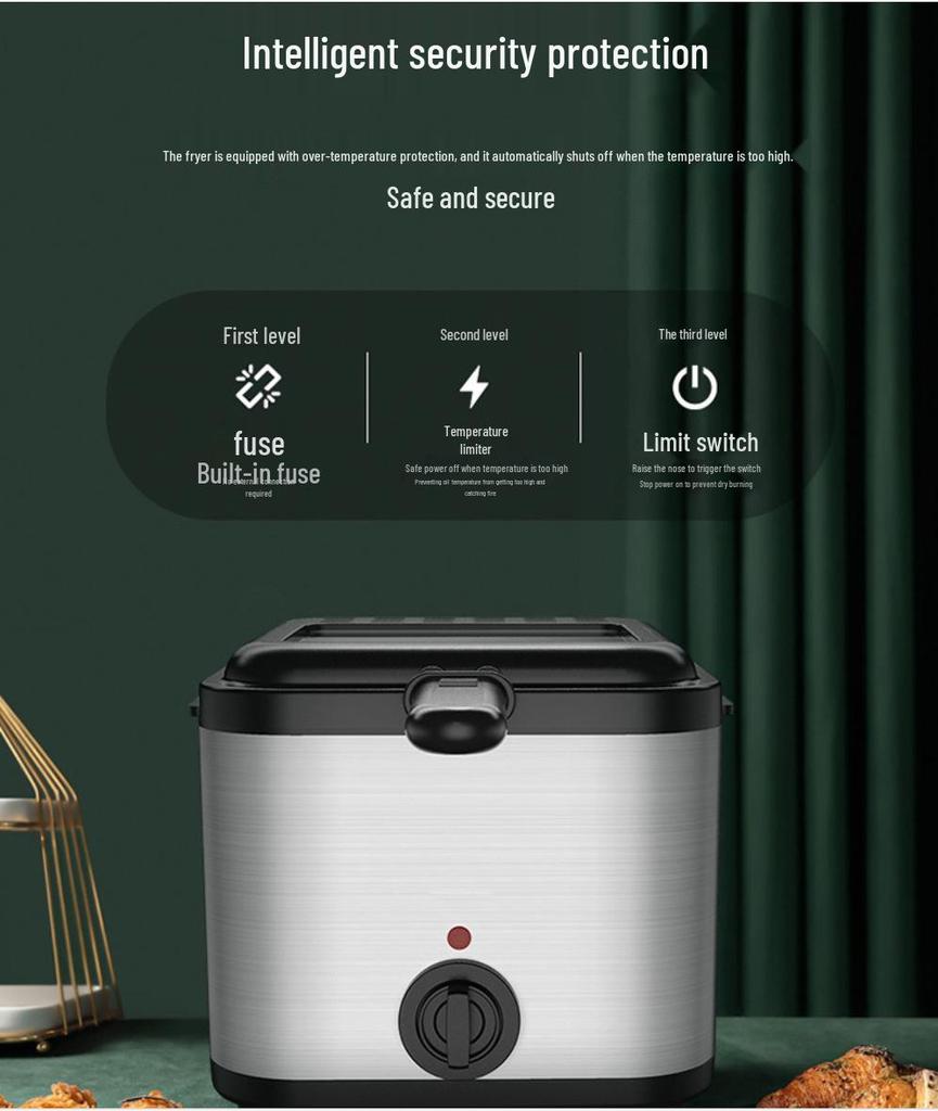 Stainless Steel Electric Deep Fryer for Fried Chicken & French Fries, Large Capacity, All-in-One