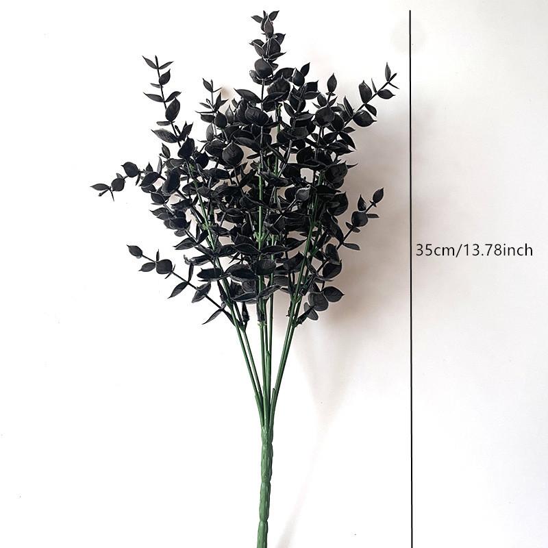 Halloween Black Artificial Plant Vine Eucalyptus Persian Fern Leaf Plastic Fake Flower Grass Home Party Garden Decor Photo Props