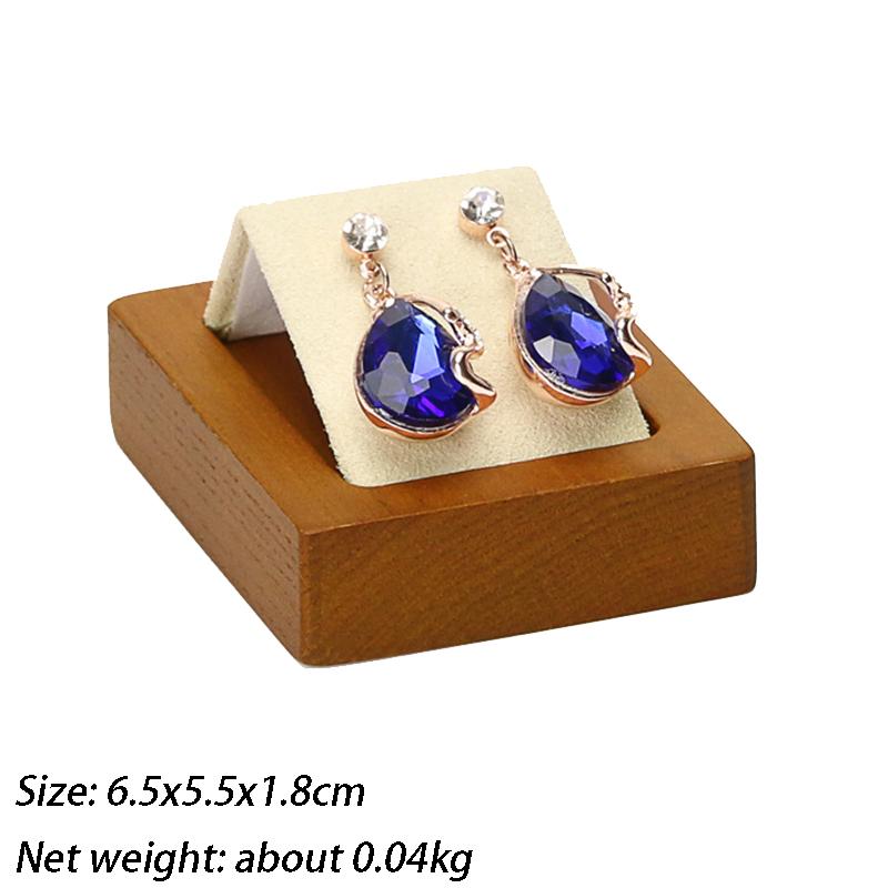 

Counter Earring Display Tray Solid Wood Square Earring Display Plate Luxury Retro Showcase Jewelry Storage Organizer Accessories