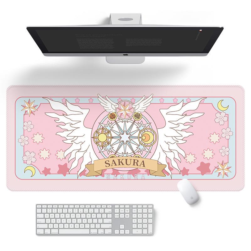 Podkładka pod mysz Magic Circle Magical Girl XL z pogrubionymi obszywanymi krawędziami i podpórką pod nadgarstek – urocza i idealna do użytku biurowego lub z laptopem.