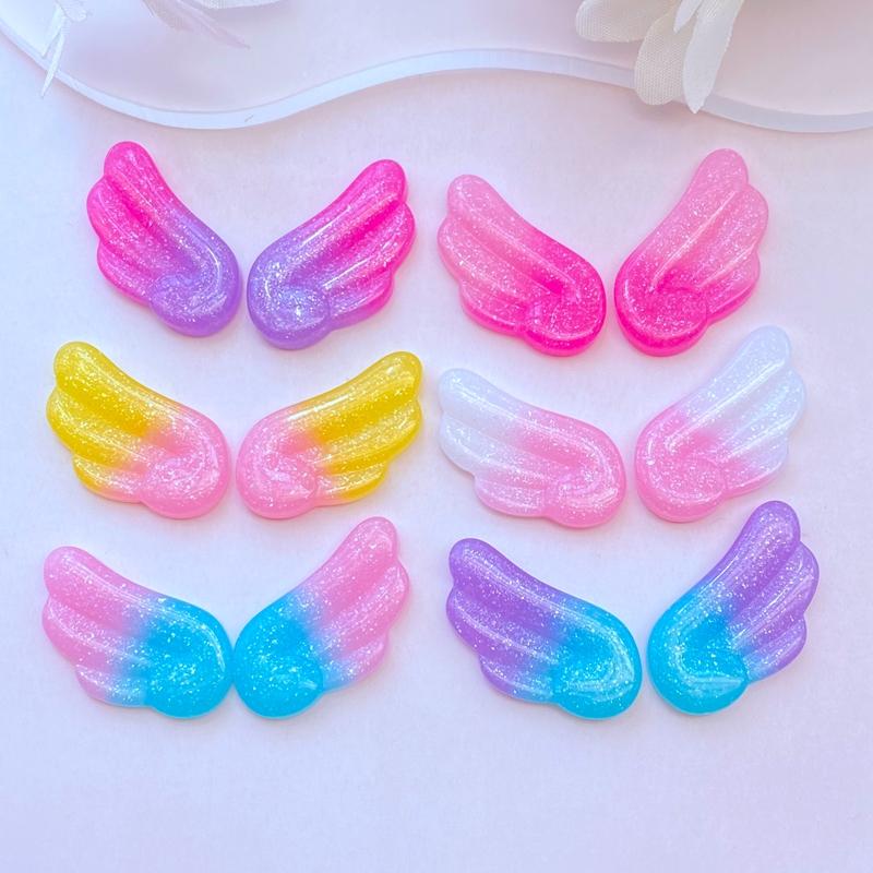 

10Pcs New Mini Shiny Wings Flat Back Resin Art Supply Decoration Charm Craft Hair Bow Accessories H84