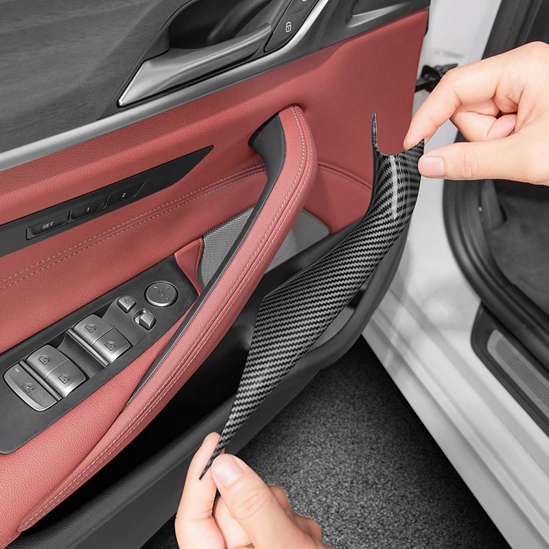 Car Inner Door Handle Panel Pull Trim Cover Carbon Fiber For BMW G30 G38 5 Series X3 X4 Ix3 G01 G02 Interior