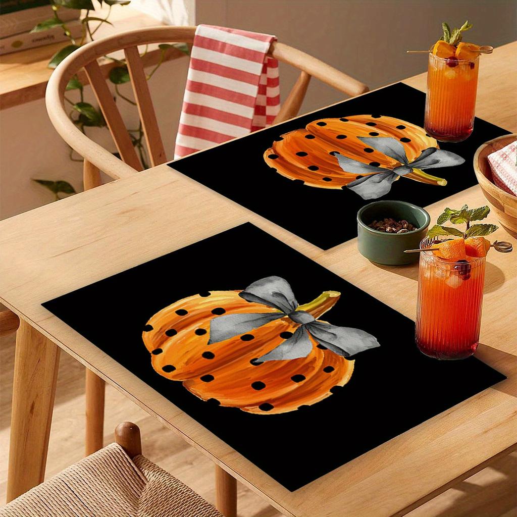 1pc Halloween Pumpkin Placemats Festival Kitchen Cotton Linen Dinning Table Mats Bowl Coffee Cup Pads Mats Home Decor