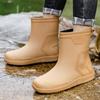 Fashion New Rain Boots Man Boots Fashion Ankle Boots Round Toe Plarform Boots Outdoor Non-slip Slip on PVC Rain Shoes Men Fishing Boots